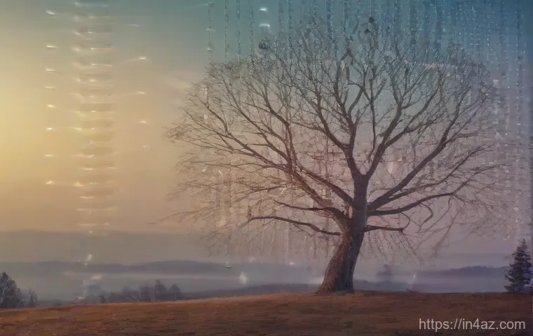 Merkle Tree 기반 데이터 무결성 검증 시스템 - A futuristic and abstract representation of a Merkle Tree, vividly illustrating data integrity in a ...