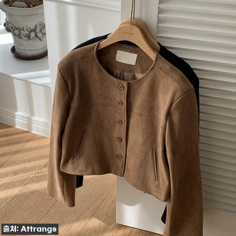 올가을 인생템 등극! '스웨이드 크롭 노카라 긴팔 자켓' 직접 입어보니 (feat. 품절 임박 꿀팁) 13 올가을 인생템 등극! '스웨이드 크롭 관련 이미지 3