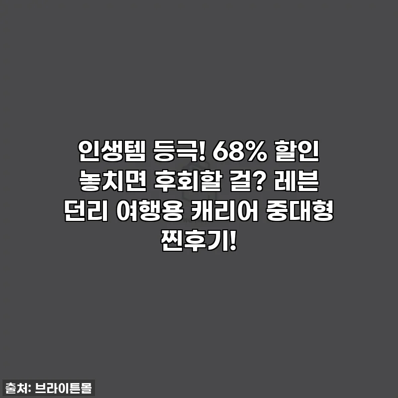 인생템 등극! 68% 할인 놓치면 후회할 걸? 레븐 던리 여행용 캐리어 중대형 찐후기!