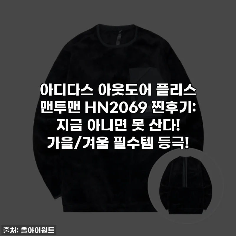 아디다스 아웃도어 플리스 맨투맨 HN2069 찐후기: 지금 아니면 못 산다! 가을/겨울 필수템 등극!