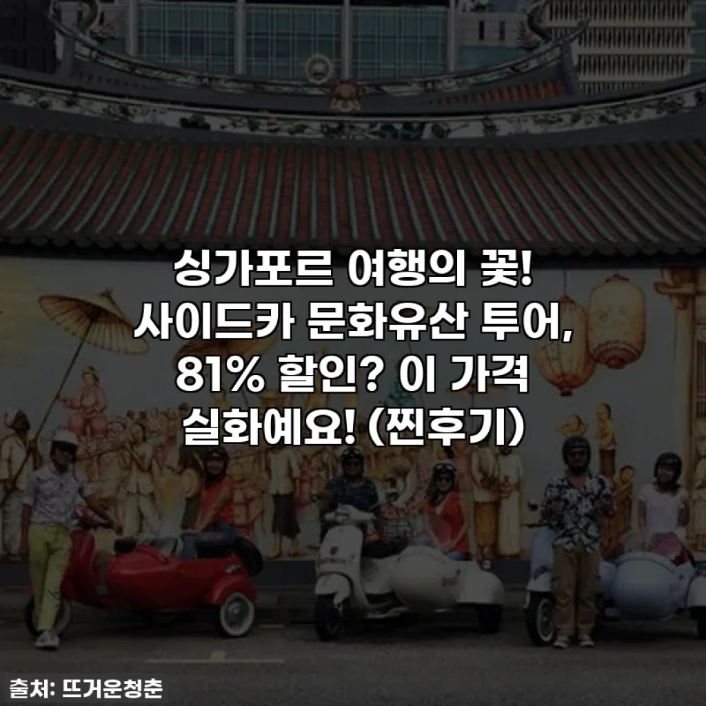 싱가포르 여행의 꽃! 사이드카 문화유산 투어, 81% 할인? 이 가격 실화예요! (찐후기)