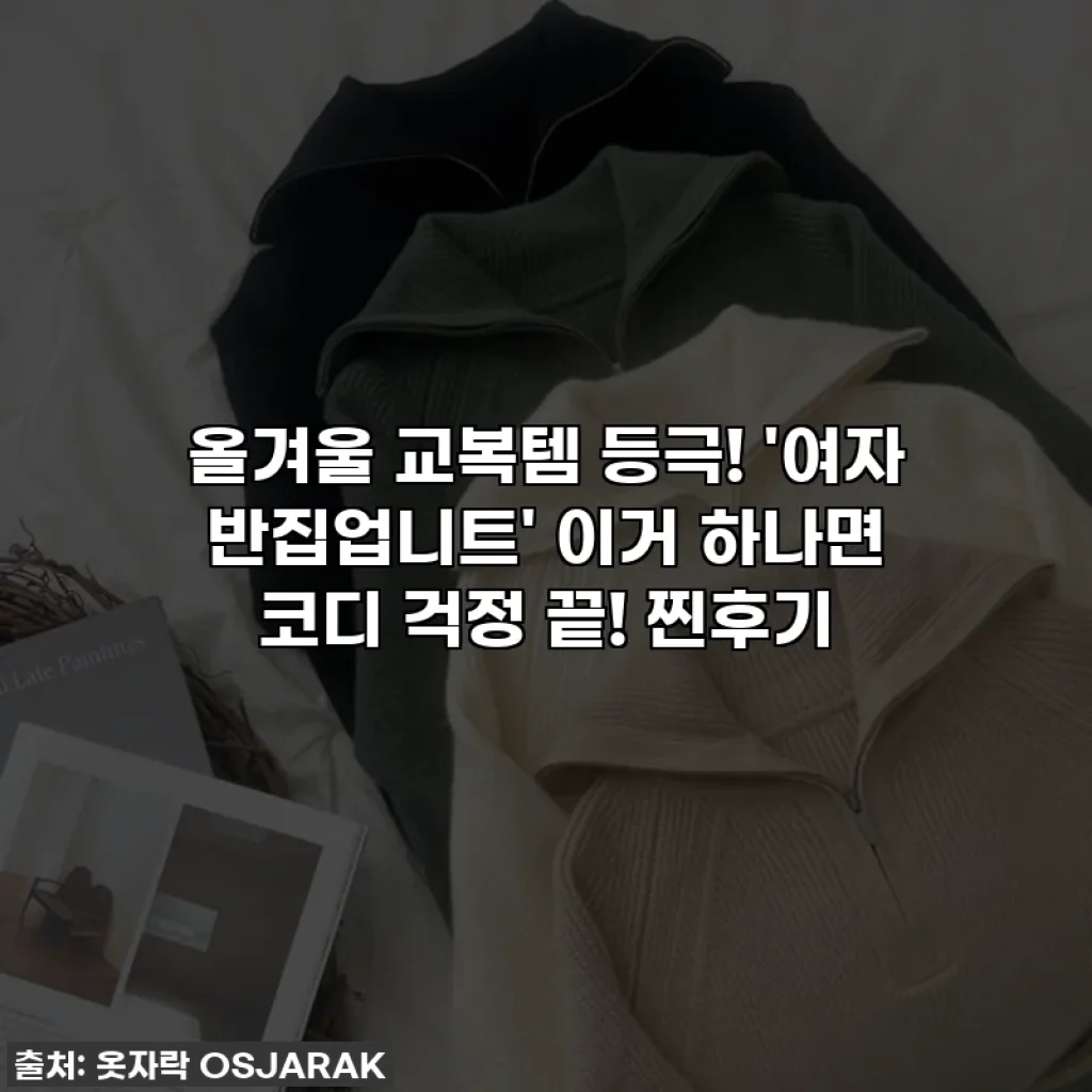 올겨울 교복템 등극! '여자 반집업니트' 이거 하나면 코디 걱정 끝! 찐후기