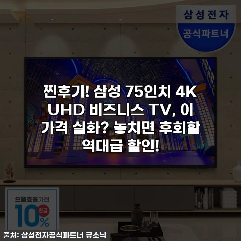 찐후기! 삼성 75인치 4K UHD 비즈니스 TV, 이 가격 실화? 놓치면 후회할 역대급 할인!