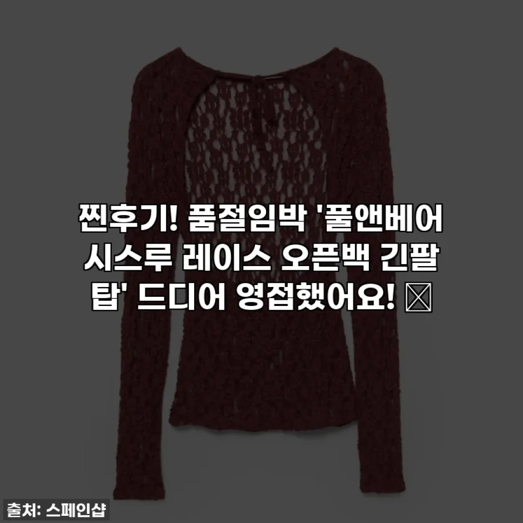 찐후기! 품절임박 '풀앤베어 시스루 레이스 오픈백 긴팔 탑' 드디어 영접했어요! ✨