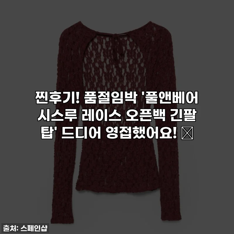 찐후기! 품절임박 '풀앤베어 시스루 레이스 오픈백 긴팔 탑' 드디어 영접했어요! ✨