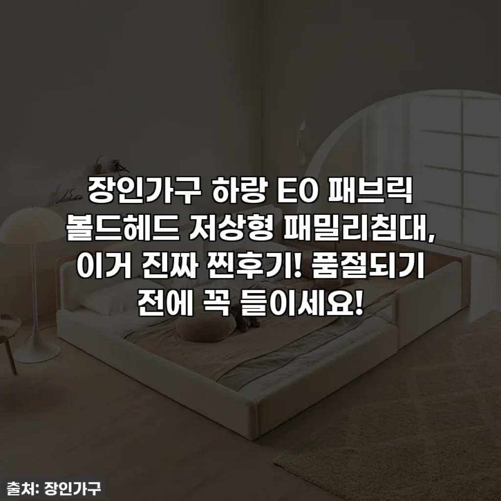 장인가구 하랑 E0 패브릭 볼드헤드 저상형 패밀리침대, 이거 진짜 찐후기! 품절되기 전에 꼭 들이세요!