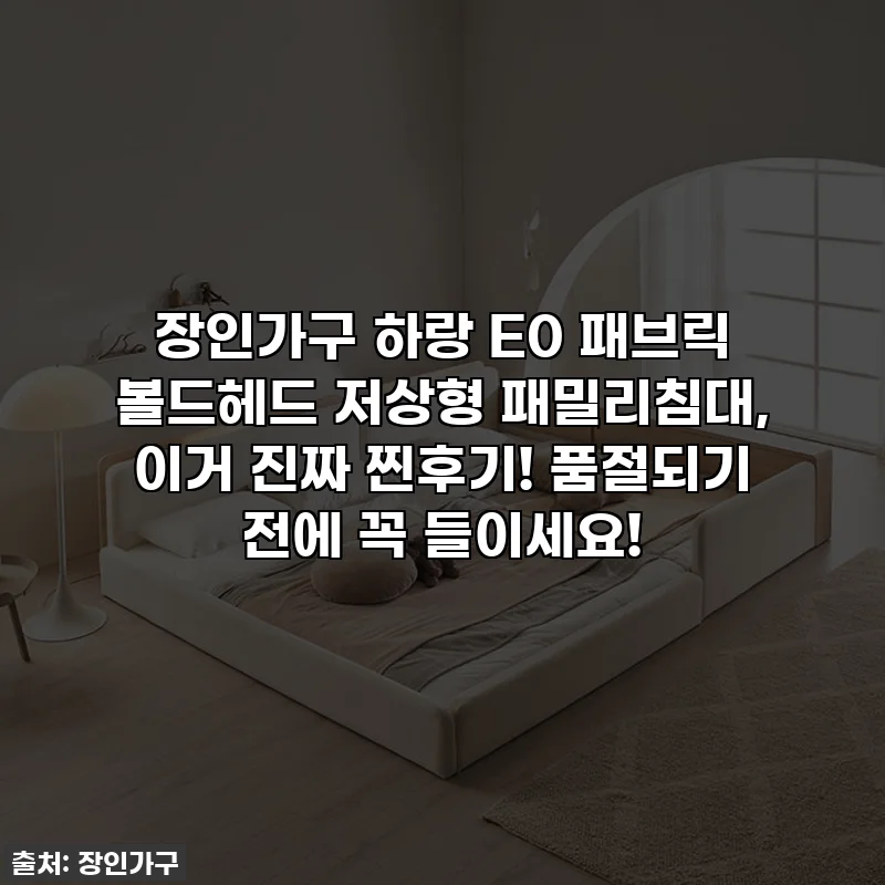 장인가구 하랑 E0 패브릭 볼드헤드 저상형 패밀리침대, 이거 진짜 찐후기! 품절되기 전에 꼭 들이세요!