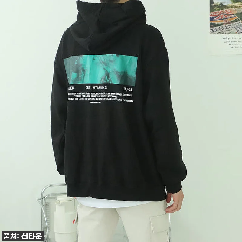 아웃스탠딩 남자 오버핏 후드티, 왜 관련 이미지 1