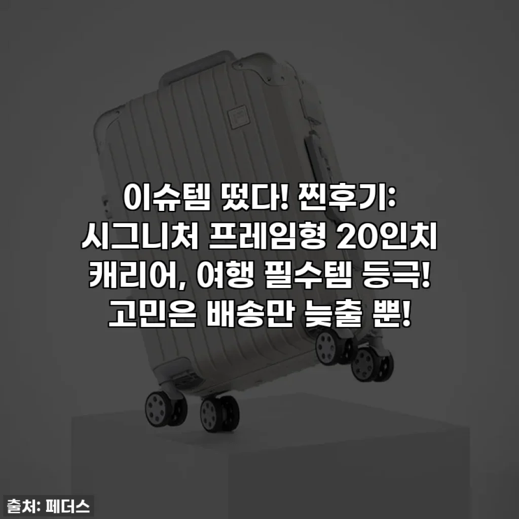 이슈템 떴다! 찐후기: 시그니처 프레임형 20인치 캐리어, 여행 필수템 등극! 고민은 배송만 늦출 뿐!