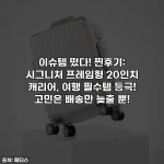 이슈템 떴다! 찐후기: 시그니처 프레임형 20인치 캐리어, 여행 필수템 등극! 고민은 배송만 늦출 뿐!