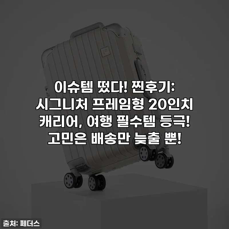 이슈템 떴다! 찐후기: 시그니처 프레임형 20인치 캐리어, 여행 필수템 등극! 고민은 배송만 늦출 뿐!