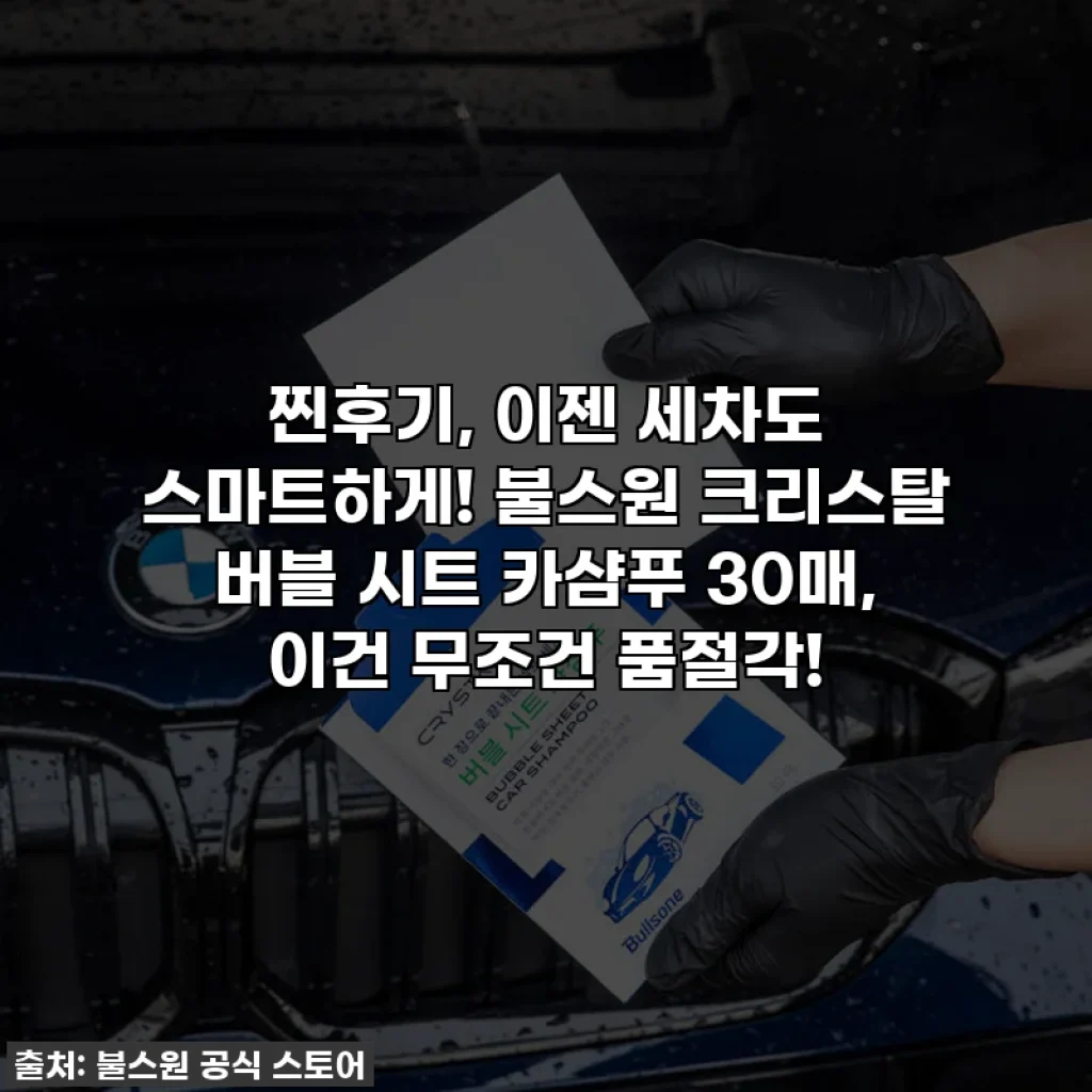 찐후기, 이젠 세차도 스마트하게! 불스원 크리스탈 버블 시트 카샴푸 30매, 이건 무조건 품절각!