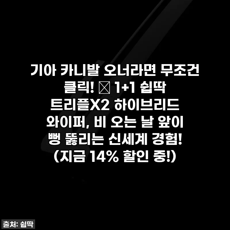 기아 카니발 오너라면 무조건 클릭! 💦 1+1 쉽딱 트리플X2 하이브리드 와이퍼, 비 오는 날 앞이 뻥 뚫리는 신세계 경험! (지금 14% 할인 중!)