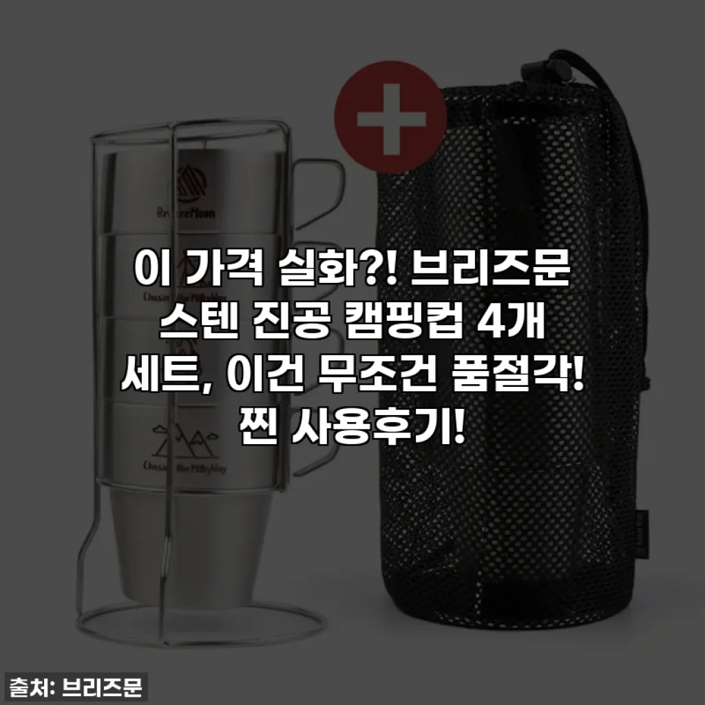 이 가격 실화?! 브리즈문 스텐 진공 캠핑컵 4개 세트, 이건 무조건 품절각! 찐 사용후기!