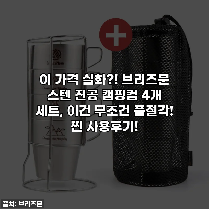 이 가격 실화?! 브리즈문 스텐 진공 캠핑컵 4개 세트, 이건 무조건 품절각! 찐 사용후기!