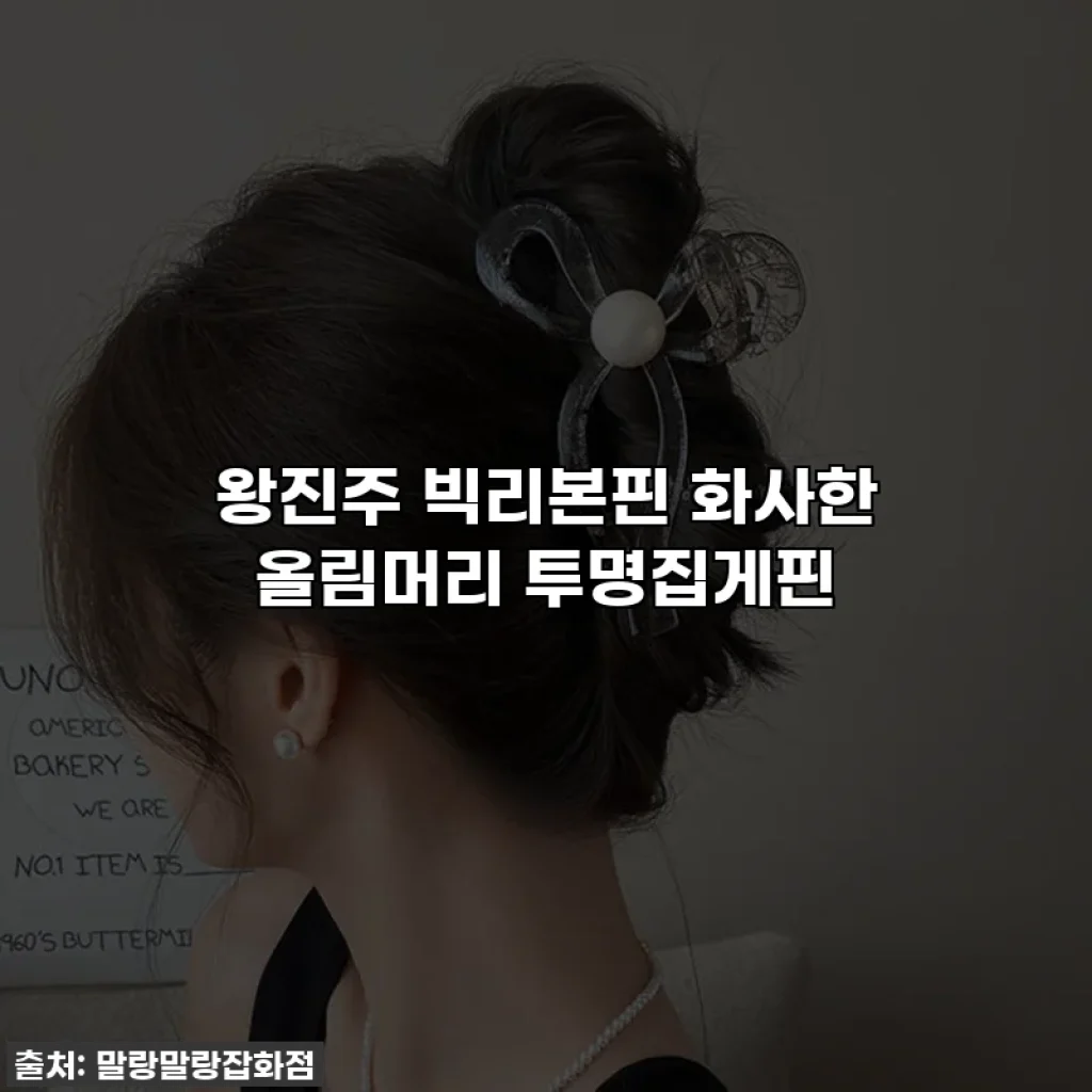 왕진주 빅리본핀 화사한 올림머리 투명집게핀