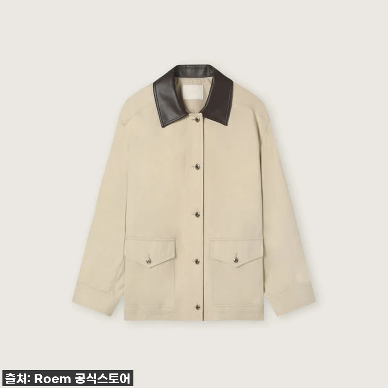 로엠 미디 카라 배색 워크 자켓 RM 관련 이미지 1