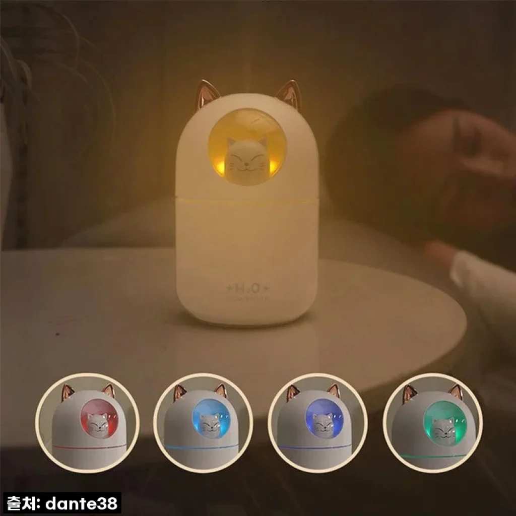 찐후기! 품절임박! 귀여운 냥냥이 캐릭터 스타 가습기, 건조한 내 방 구원템 등극?!
