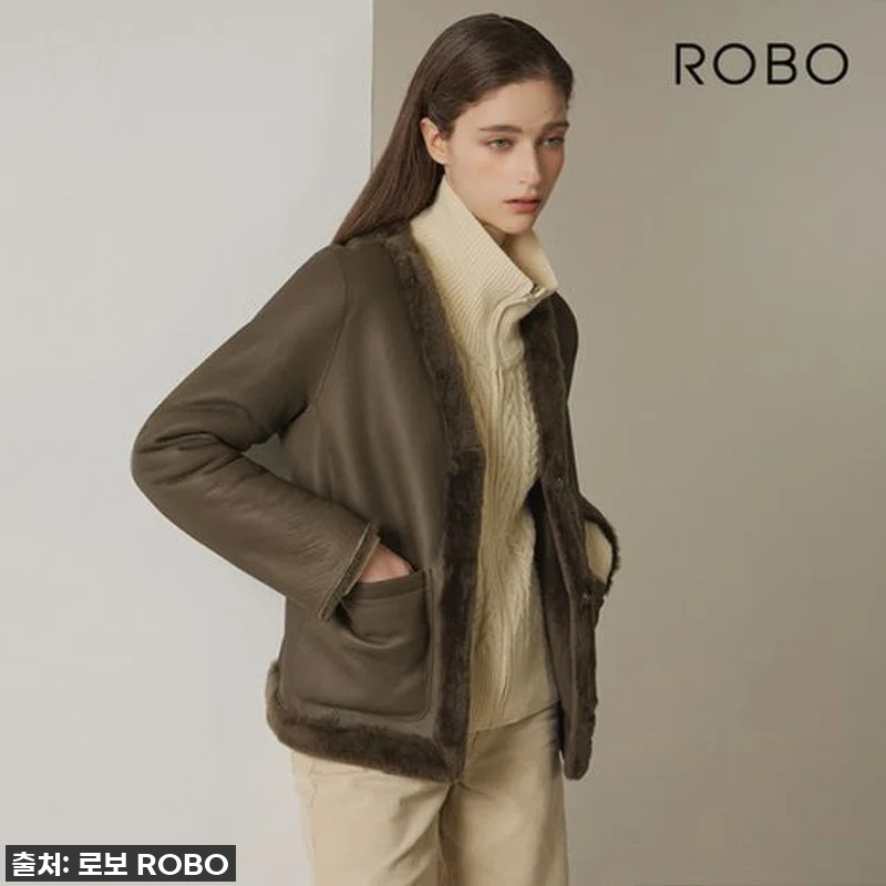 [로보] V넥 무스탕 재킷 +머플러 관련 이미지 1