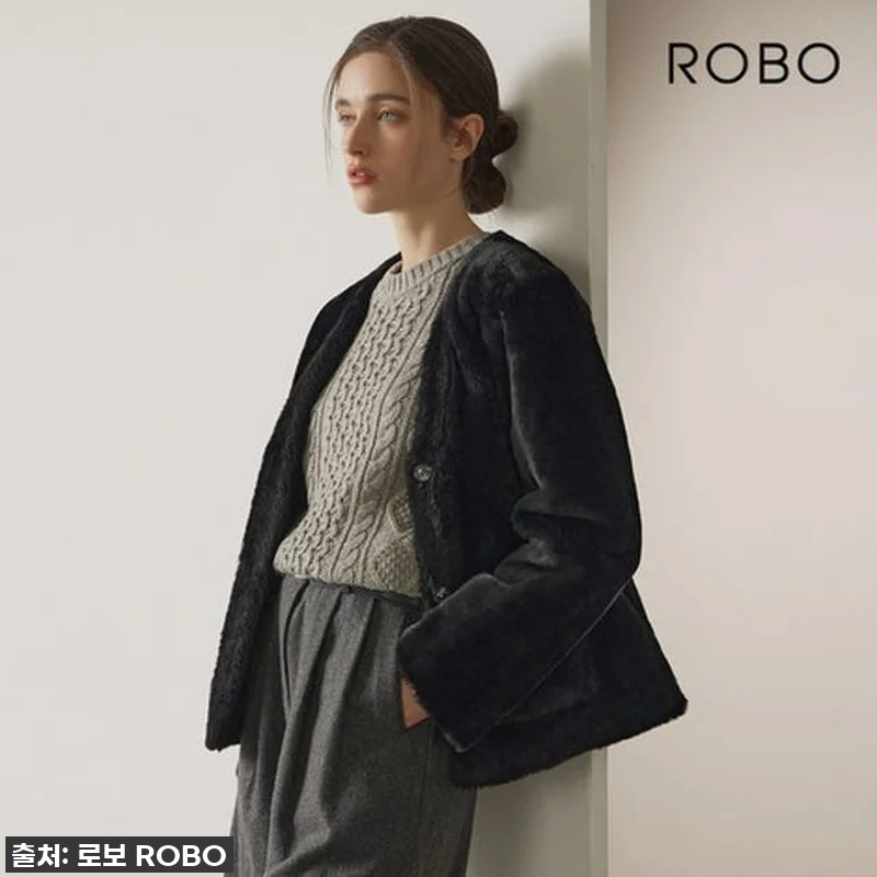 [로보] V넥 무스탕 재킷 +머플러 관련 이미지 2