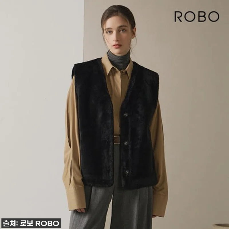 로보 라도마 리버시블 V넥 무스탕 베 관련 이미지 2