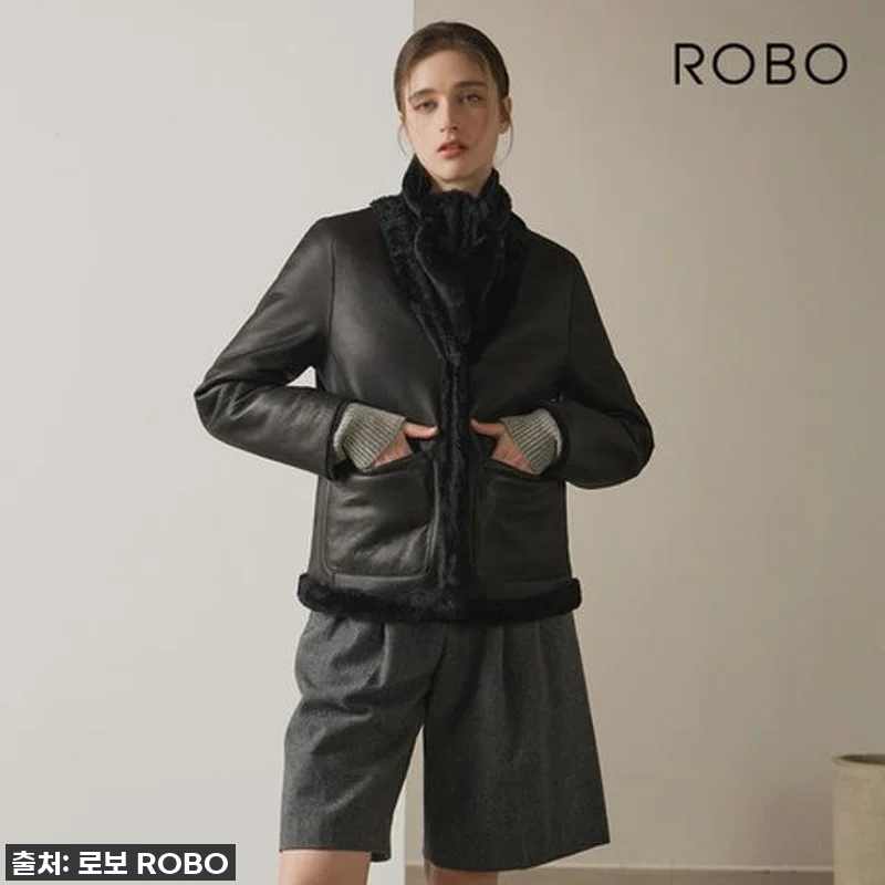 [로보] V넥 무스탕 재킷 +머플러 관련 이미지 3