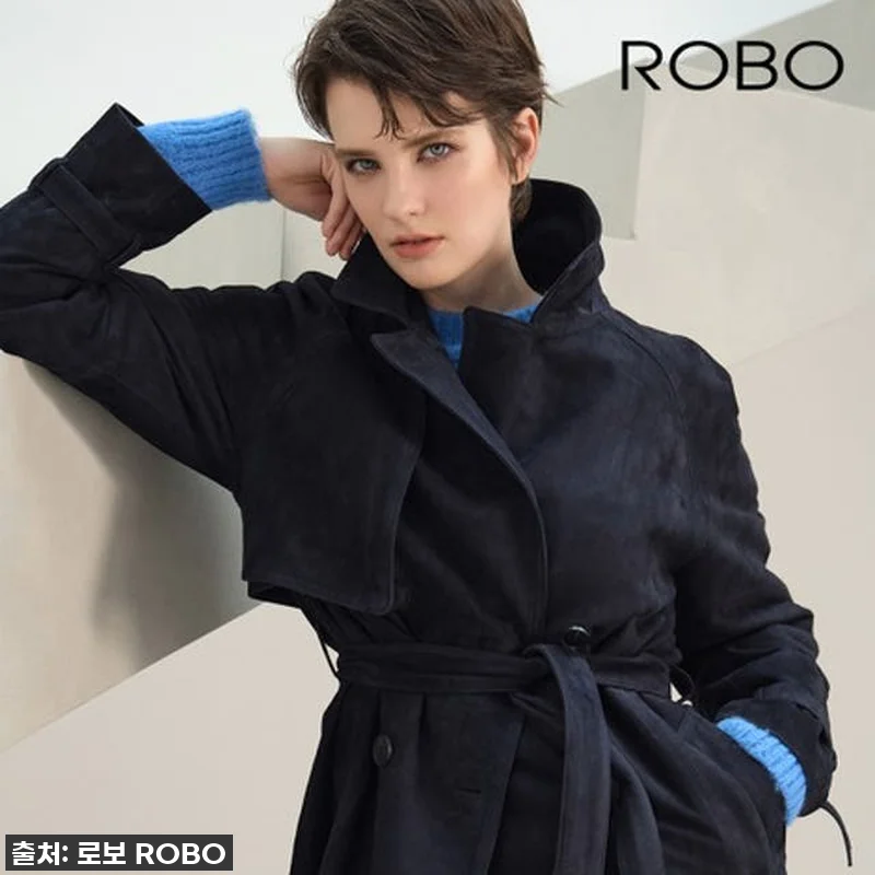 로보 스웨이드 더블버튼 롱 트렌치 코 관련 이미지 3