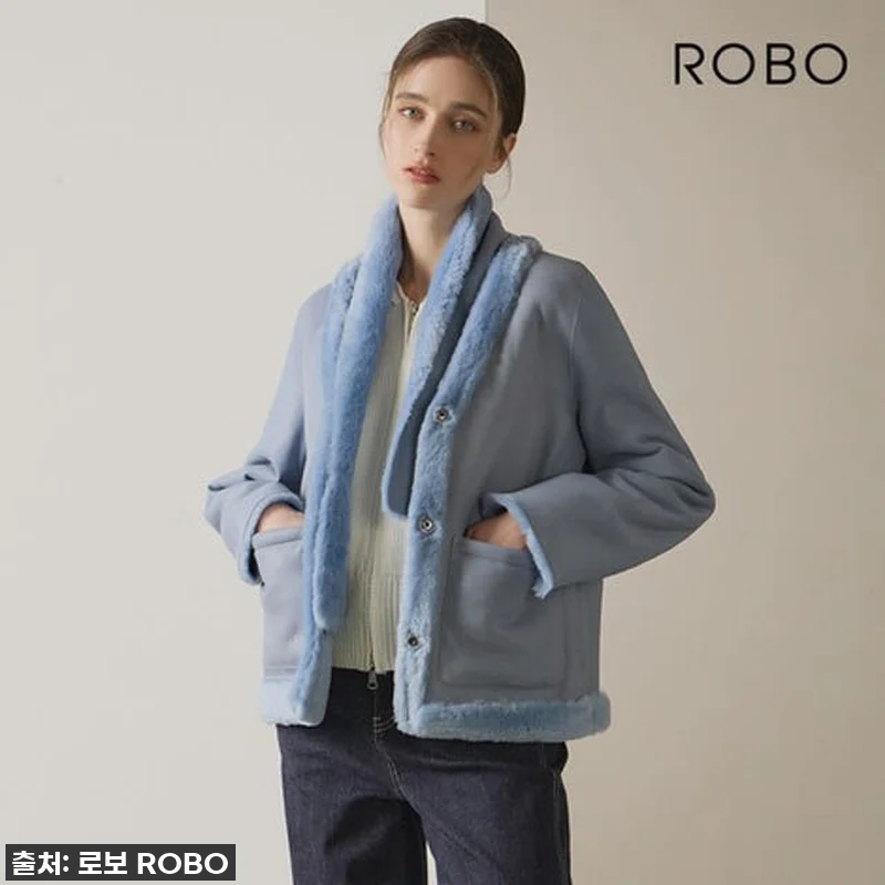 [로보] V넥 무스탕 재킷 +머플러 관련 이미지 6