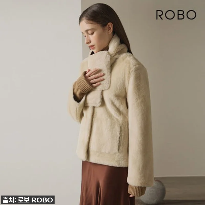 [로보] V넥 무스탕 재킷 +머플러 관련 이미지 7