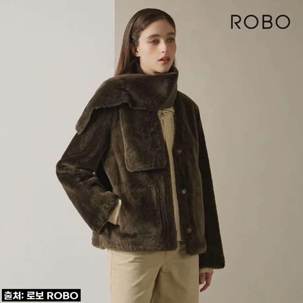 [로보] V넥 무스탕 재킷 +머플러 SET, 올겨울 후회 없는 선택! 직접 입어보니...