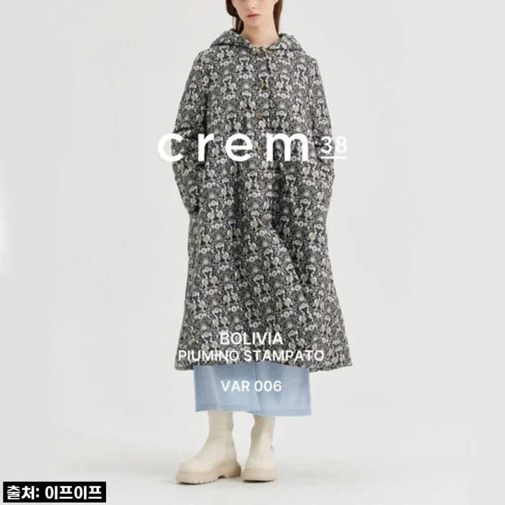 크램38 볼리비아 블랙 플라워 패턴 패딩, 겨울 패션에 화사함을 더하다!