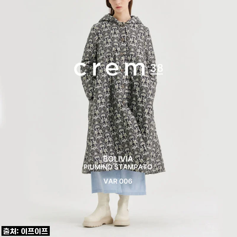 크램38 볼리비아 블랙 플라워 패턴 패딩, 겨울 패션에 화사함을 더하다!