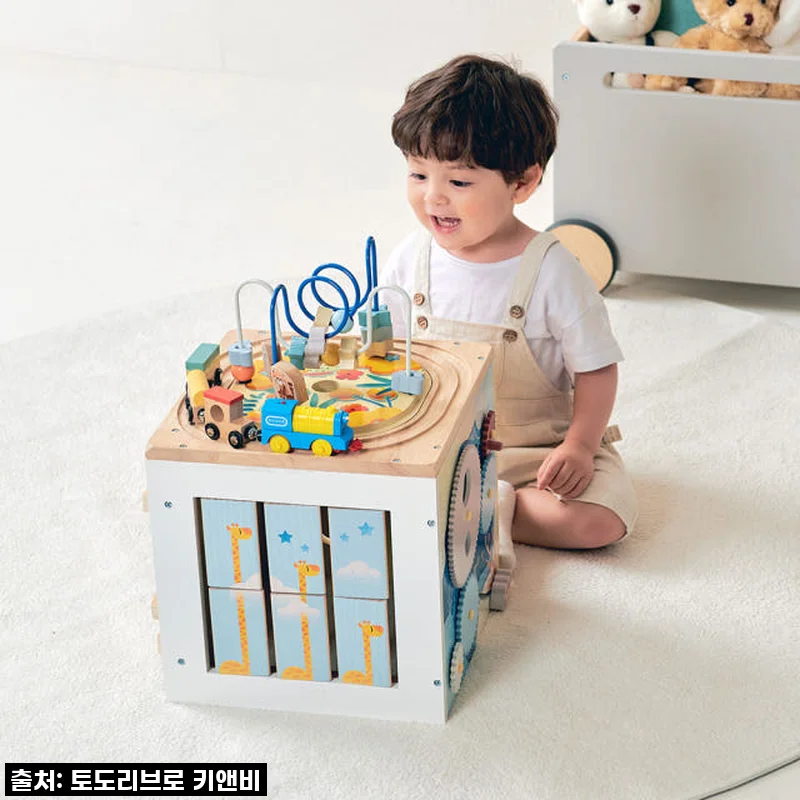 키앤비 트레인 우든 롤러코스터 교구 멀티 큐브 전동기차, 직접 써보니 아이 웃음꽃이 활짝 피네요!