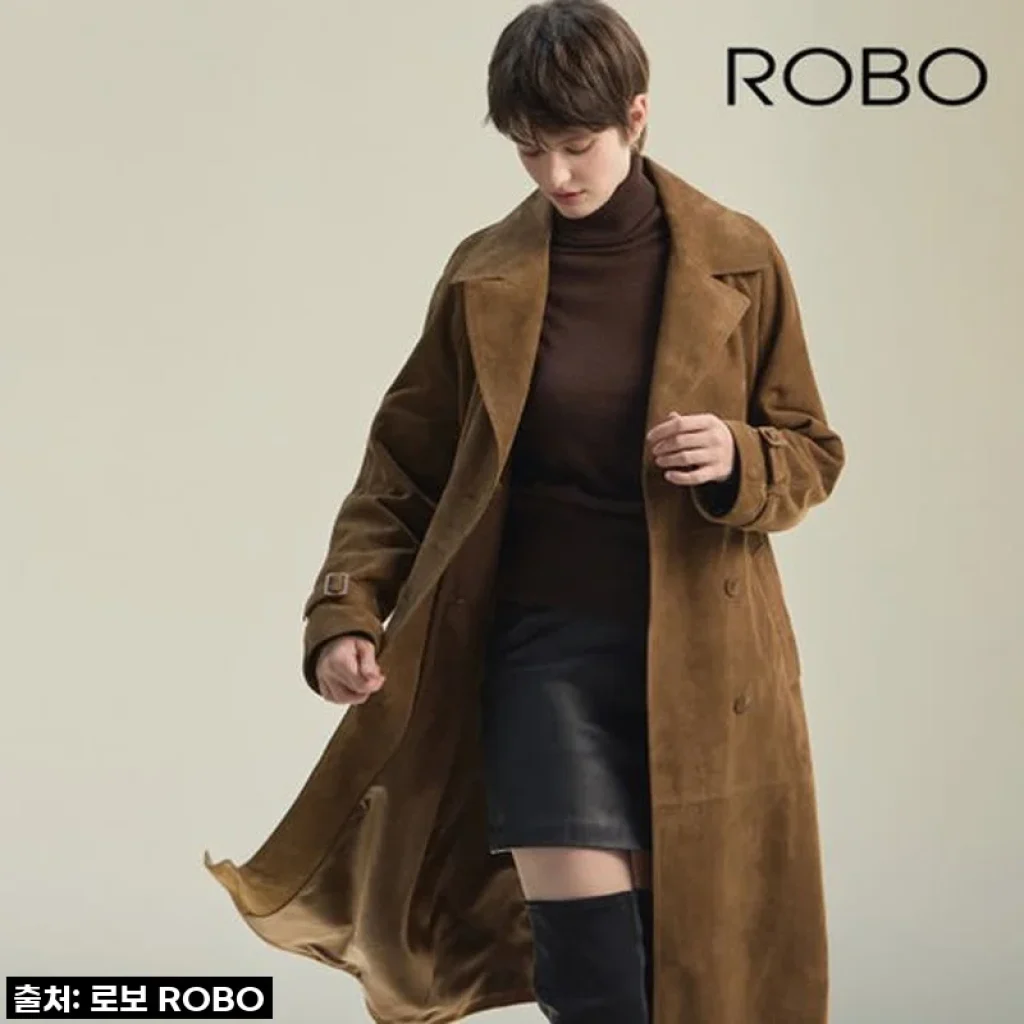 로보 스웨이드 더블버튼 롱 트렌치 코트, 봄을 기다리는 설렘 가득한 나의 선택!