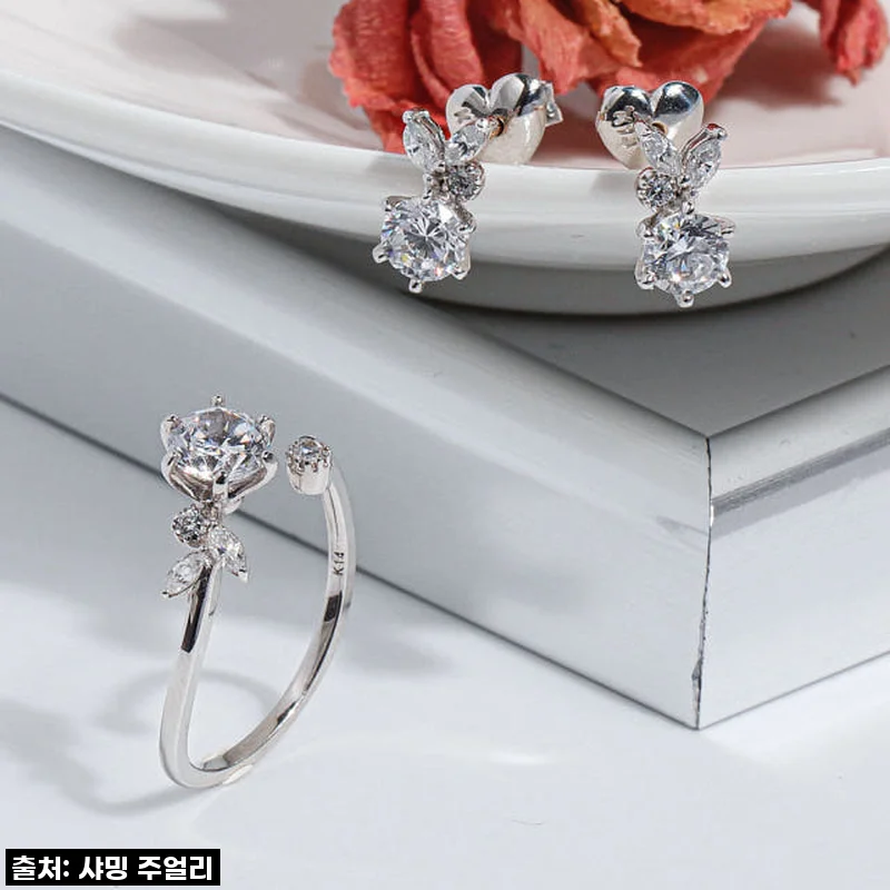 3부 5부 다이아 세트 랩 GIA IGI 플라워 리프 귀걸이 반지 예물 기념일 선물 사용후기