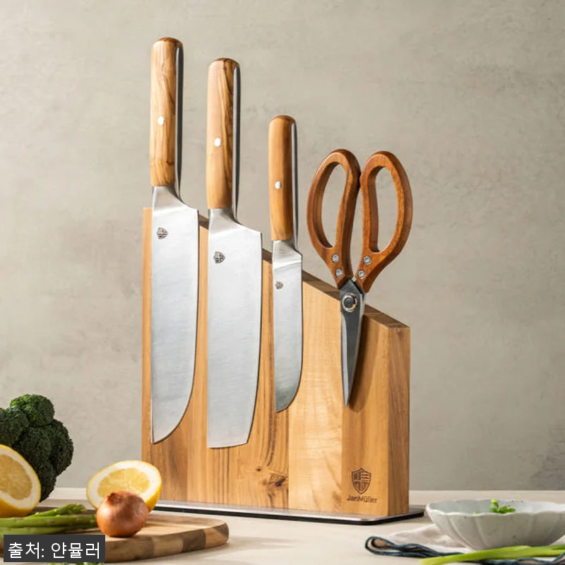 얀뮬러 티크우드 자석 칼 블럭 거치대 관련 이미지 1