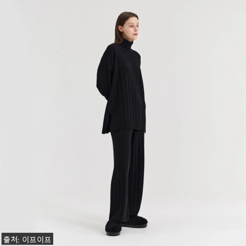 크램38 안셀모 블랙 와이드 골지 니 관련 이미지 2