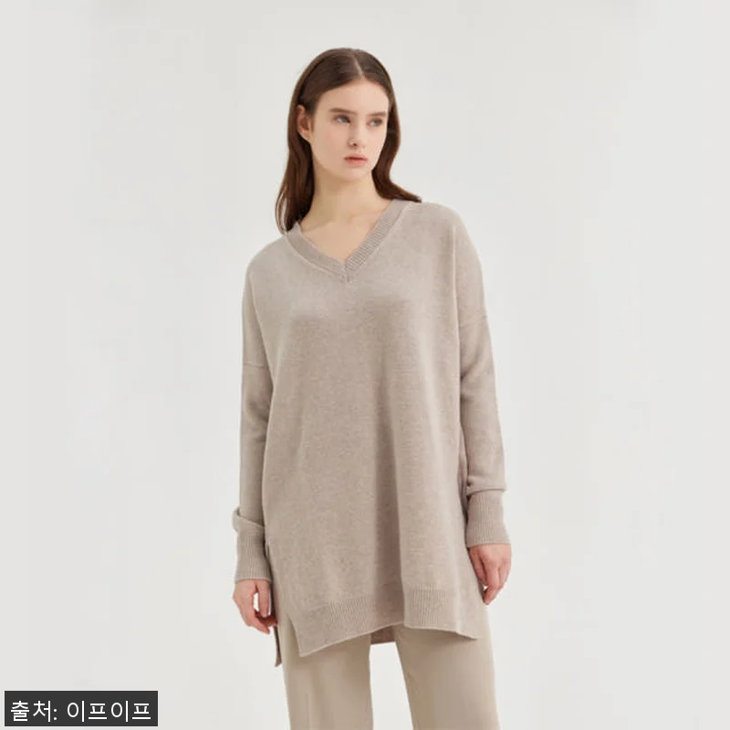 크램38 라렌투 오버핏 브이넥 베이지 관련 이미지 4