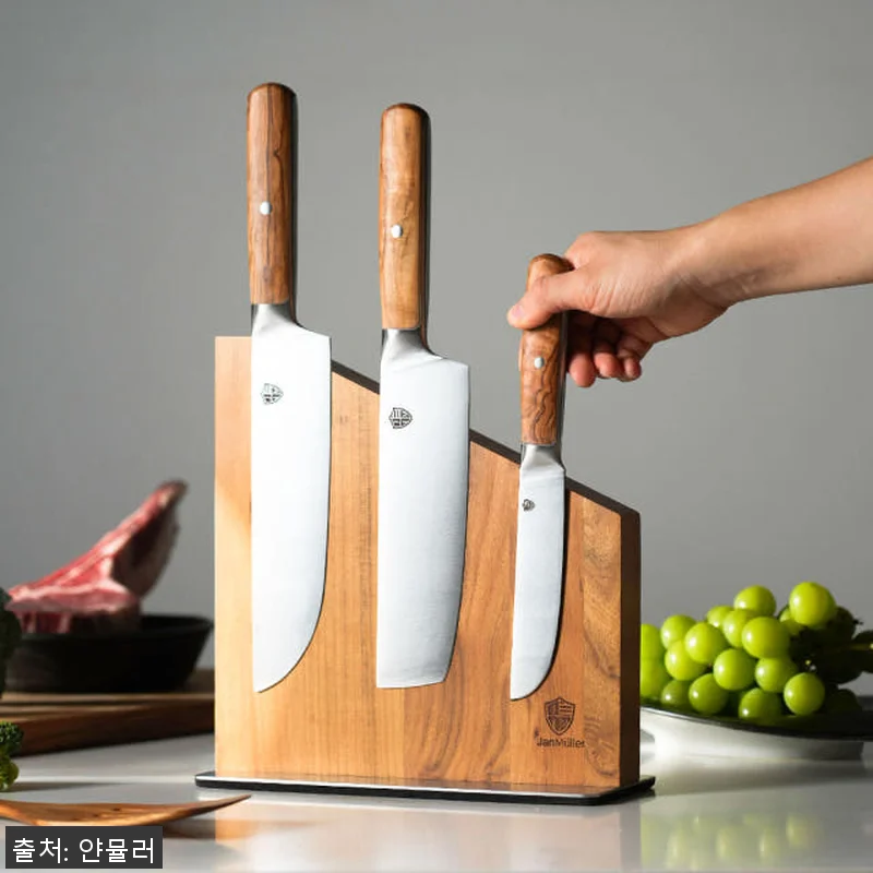 얀뮬러 티크우드 자석 칼 블럭 거치대 관련 이미지 6