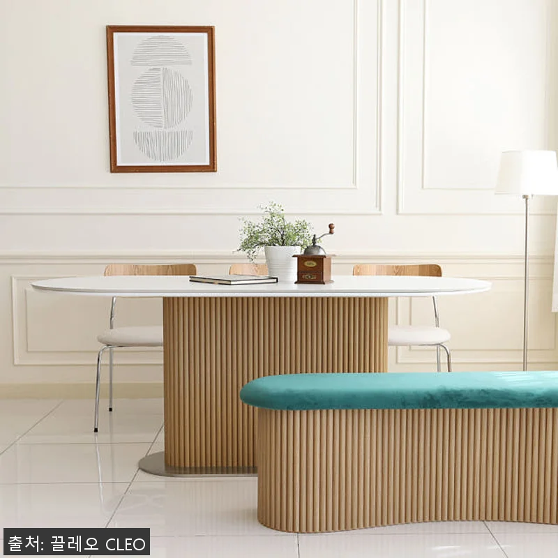 맨버 4인용 세라믹 반타원형 식탁 템 관련 이미지 7