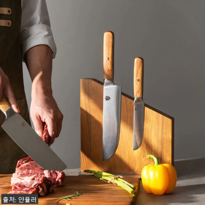 얀뮬러 티크우드 자석 칼 블럭 거치대 관련 이미지 7