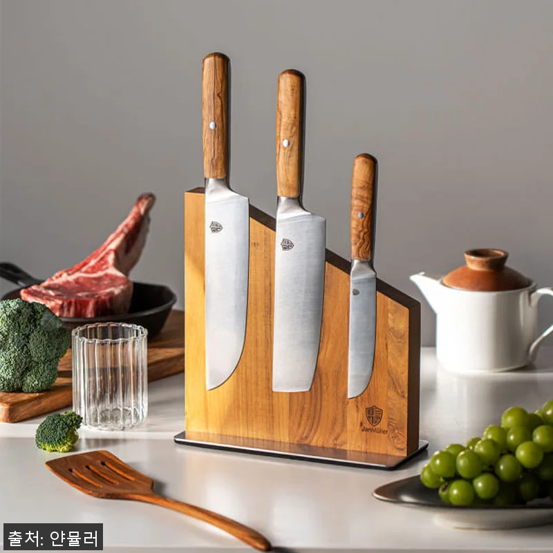 얀뮬러 티크우드 자석 칼 블럭 거치대 관련 이미지 8