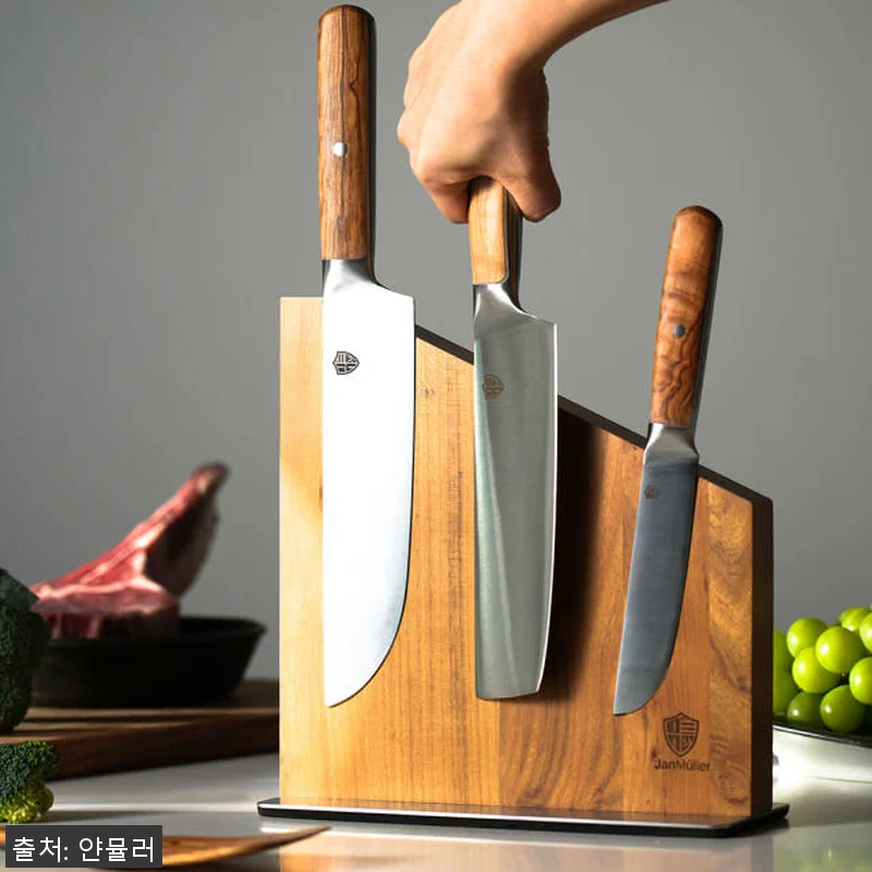 얀뮬러 티크우드 자석 칼 블럭 거치대 관련 이미지 9