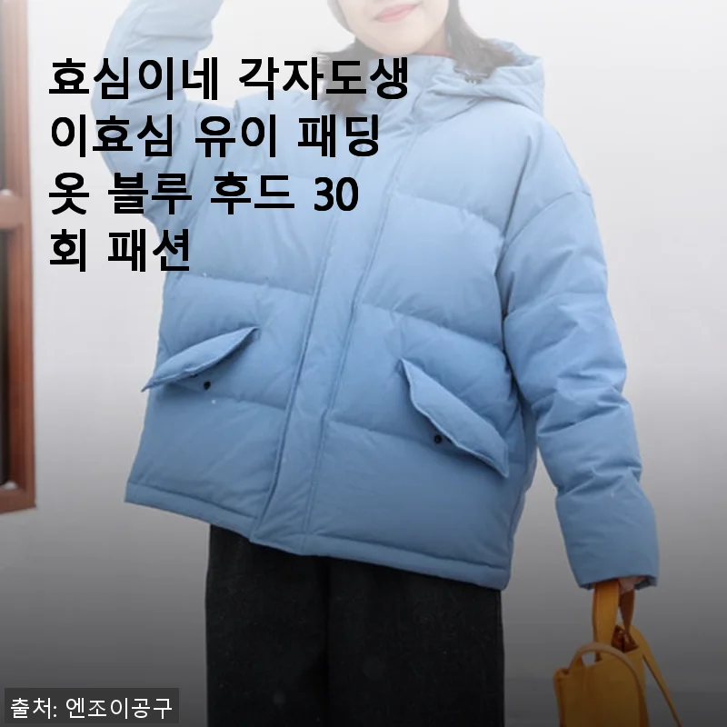 효심이네 각자도생 이효심 유이 패딩 블루 후드 30회 패션 사용후기