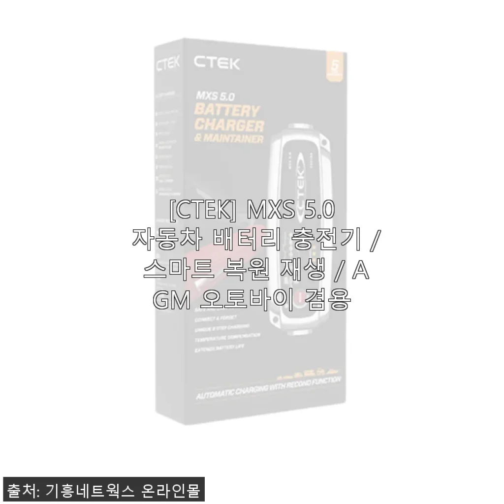 CTEK MXS 5.0 자동차 배터리 충전기 사용 후기 - 스마트 복원과 오토바이 겸용으로 만족스러운 선택
