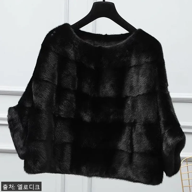 블랙 밍크 퍼 숏 케이프 여성 럭셔리 관련 이미지 1