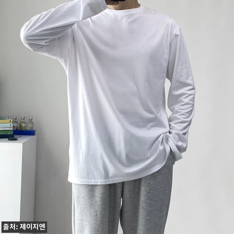 남자무지긴팔티 남자레이어드 남성흰색티셔츠, 옆트임 세미오버핏으로 코디 활용도 높이는 이슈템 19 남자무지긴팔티 남자레이어드 남성흰색티 관련 이미지 7