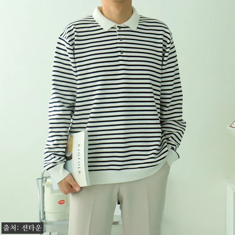 남자니트 남자카라티 스트라이프 헨리넥 단가라니트, 봄 데일리룩으로 눈여겨볼 만한 할인템 12 남자니트 남자카라티 스트라이프 헨리넥 관련 이미지 1