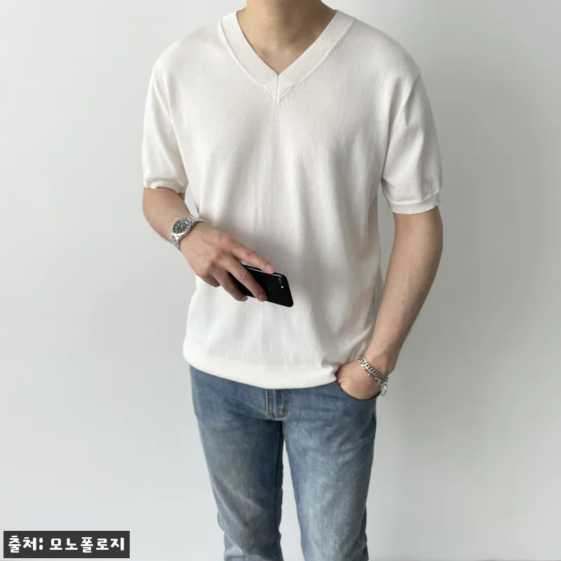 남자브이넥반팔니트 워셔블반팔니트, 2만원대 무료배송으로 확인한 데일리 코디템 12 남자브이넥반팔니트 워셔블반팔니트, 2 관련 이미지 1