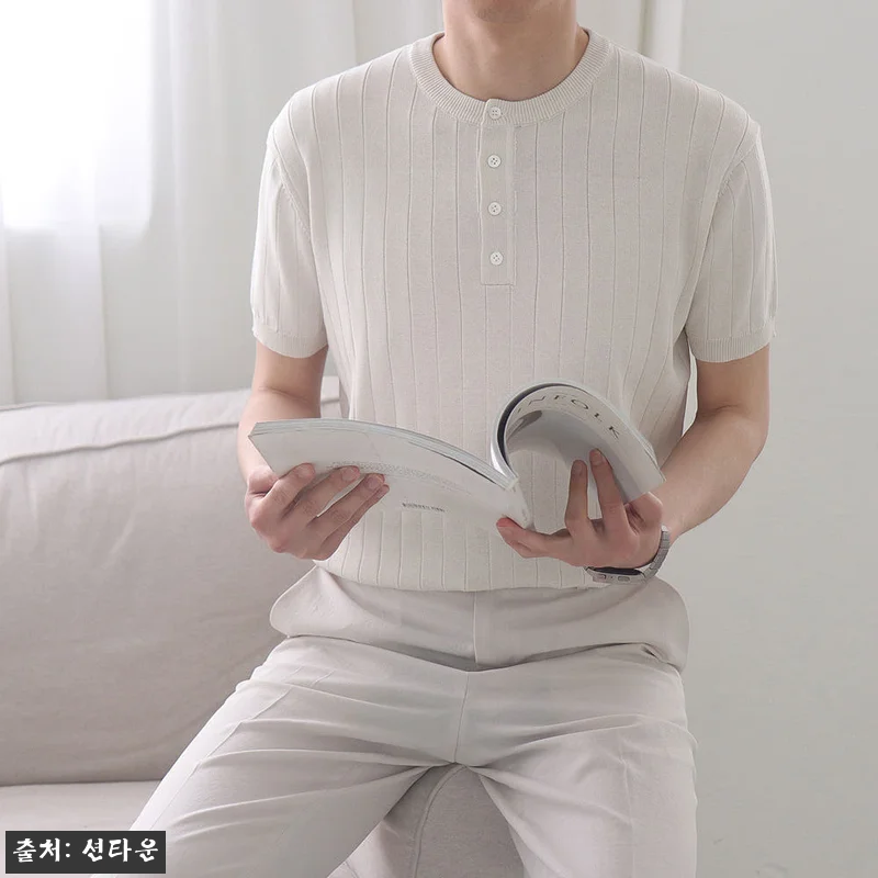 남자반팔니트 여름티셔츠 골지 스판 헨리넥반팔, 깔끔한 데일리룩으로 눈여겨볼 만한 이유 6 남자반팔니트 여름티셔츠 골지 스판 헨 관련 이미지 1